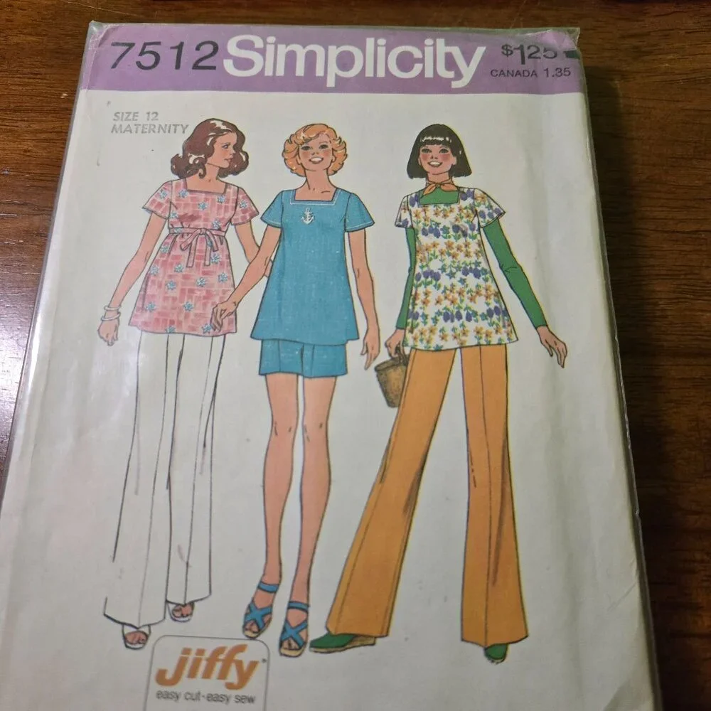Maternity sewing patterns vintage 60s/70s dress, pants, tops unverified